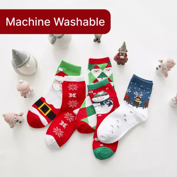 5 Pairs Christmas Cartoon Socks - Image 4