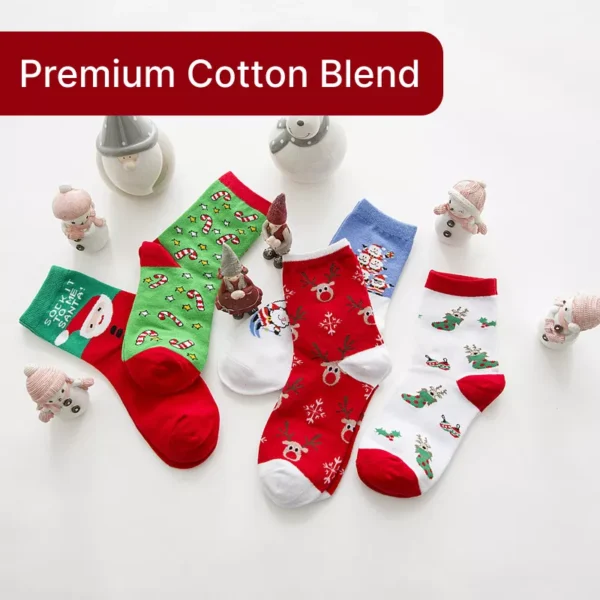 5 Pairs Christmas Cartoon Socks - Image 3