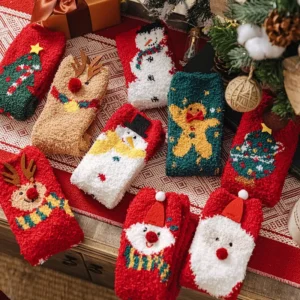 Cozy Christmas Coral Fleece Mid-Tube Socks