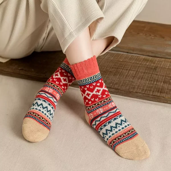 5 Pairs Cozy Winter Christmas Socks - Image 3