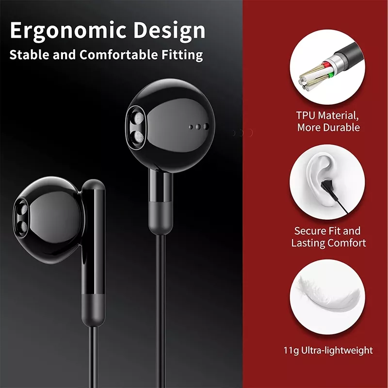 HiFi Wired Headphones with Microphone, Crystal Clear Sound & Powerful Bass - Image 2