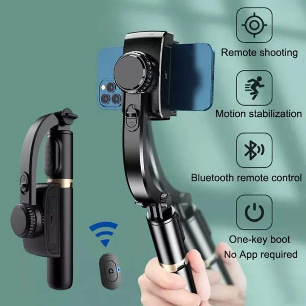 2-Axis Handheld Stabilizer Selfie Stick with Bluetooth Remote & Tripod - Image 2