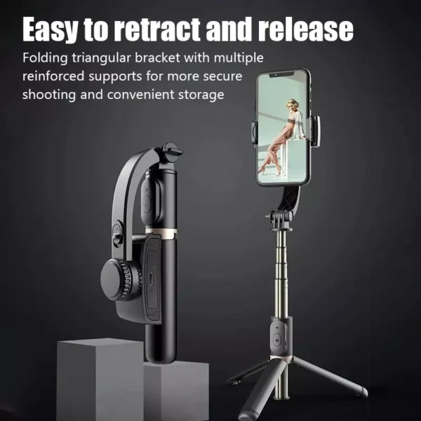 2-Axis Handheld Stabilizer Selfie Stick with Bluetooth Remote & Tripod - Image 4