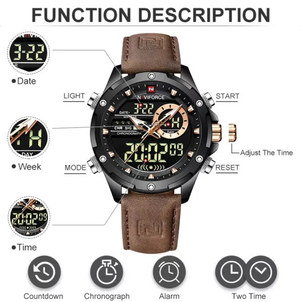 Waterproof Military Sport Watch for Men with LED Quartz Display - Image 3