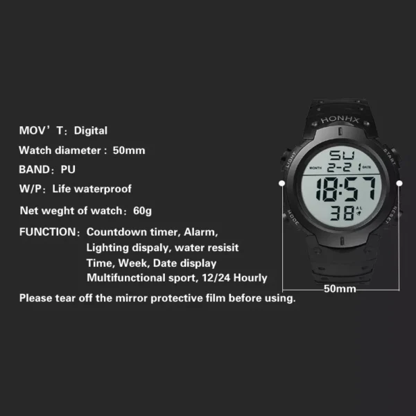 Sport Digital Watch with LED Display, Waterproof & Shock Resistant - Image 6