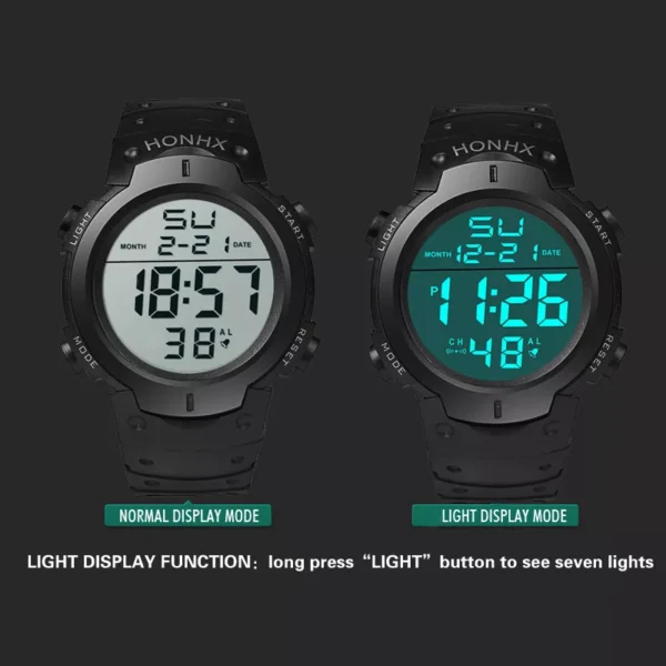 Sport Digital Watch with LED Display, Waterproof & Shock Resistant - Image 4