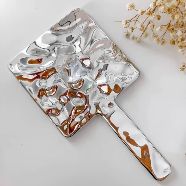 Electroplated Handle Portable Makeup Mirror - Image 5