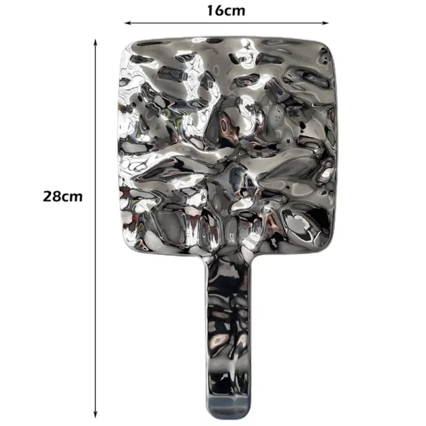 Electroplated Handle Portable Makeup Mirror - Image 6
