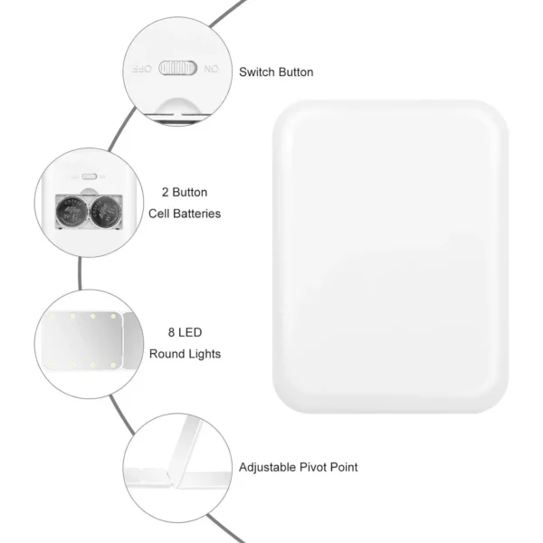 Mini LED Makeup Mirror with 2X Magnification - Image 3