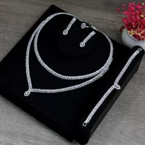 Dubai Bridal Necklace Set with Cubic Zirconia Earrings