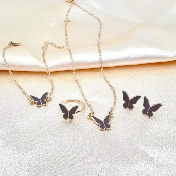 White Butterfly Drop Necklace Jewelry Set - Image 5