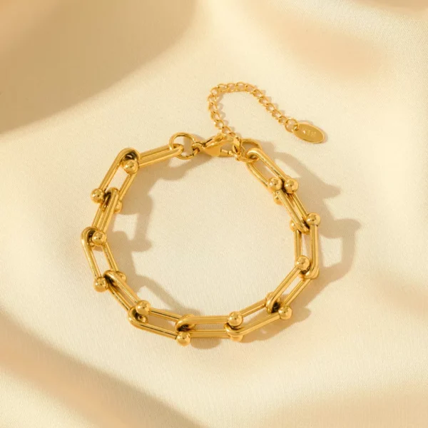 Stainless Steel Gold Thick Chain Necklace & Bracelet Set - Image 5