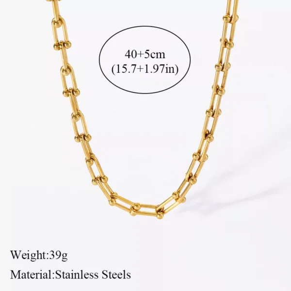 Stainless Steel Gold Thick Chain Necklace & Bracelet Set - Image 7