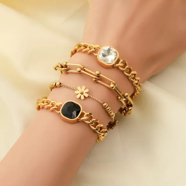 Stainless Steel Gold Thick Chain Necklace & Bracelet Set - Image 6