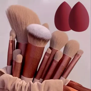 13-Piece Soft Makeup Brush Set with Sponge for Foundation, Blush & Eyeshadow