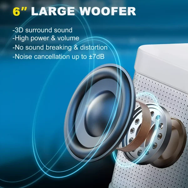 10W Wireless Portable Karaoke Boom Box with Dual Microphones - Image 6