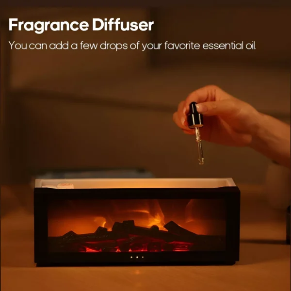 Creative Fireplace Aroma Diffuser with Humidifier, LED Light & Remote Control - Image 3