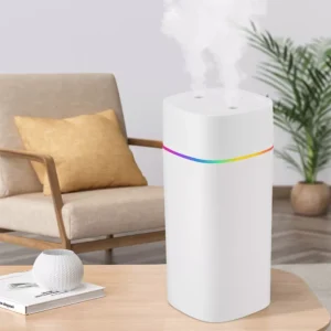 600ml Double Spray Port Humidifier with Luminous Atmosphere Lights for Home & Office