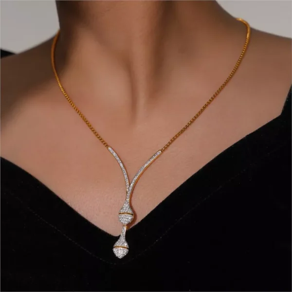 18k Gold Plated Zircon Necklace and Bangle Set for Women - Image 7