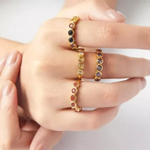 Boho Colourful Zircon Cocktail Ring for Women
