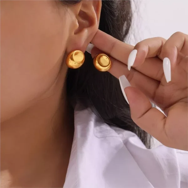 Simple Smooth Stainless Steel Stud Earrings for Women - Image 4