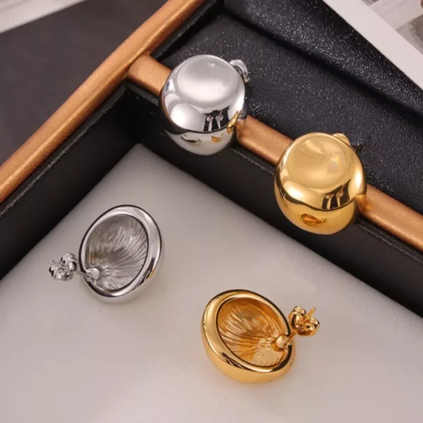 Simple Smooth Stainless Steel Stud Earrings for Women - Image 5