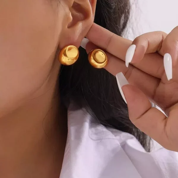 Simple Smooth Stainless Steel Stud Earrings for Women