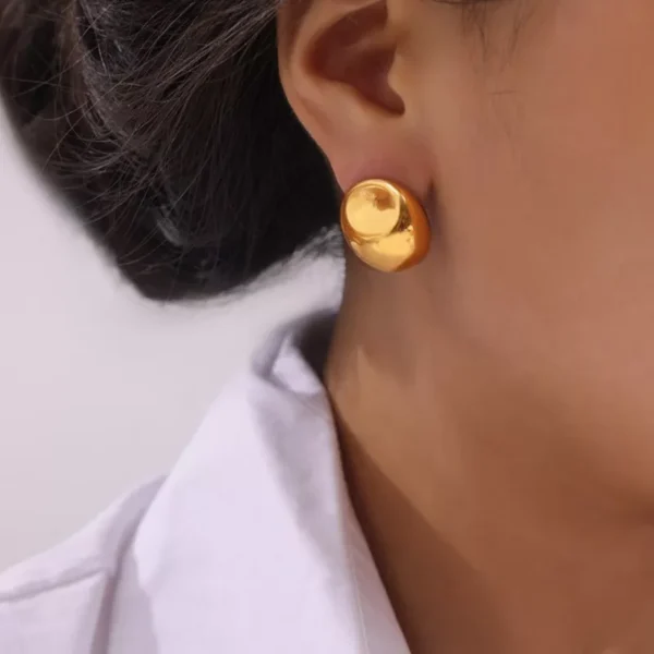 Simple Smooth Stainless Steel Stud Earrings for Women - Image 2