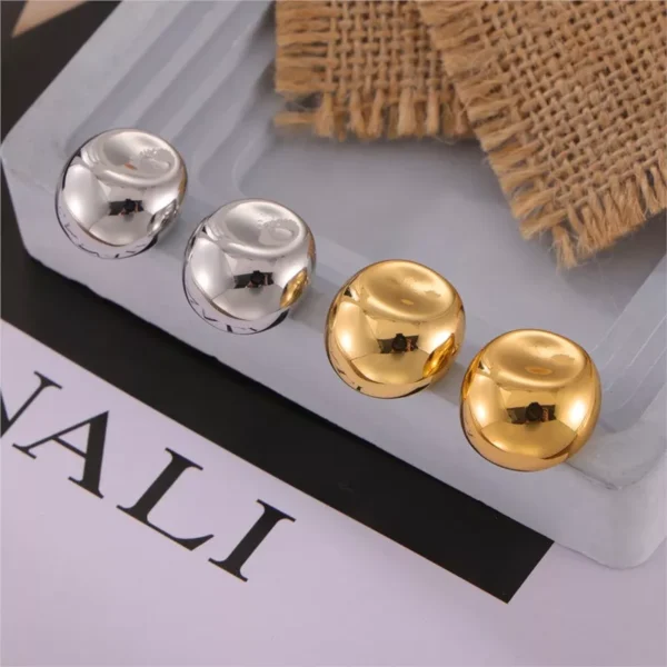 Simple Smooth Stainless Steel Stud Earrings for Women - Image 7