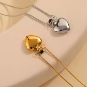 Gold Plated Stainless Steel Heart Pendant Necklace for Women