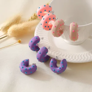 Sweet Multicolor Donut Hoop Earrings for Women