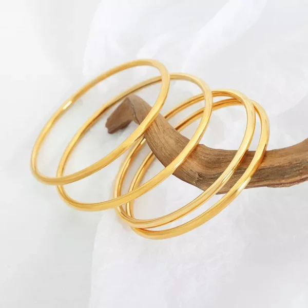 3-Piece Waterproof Gold-Plated Stainless Steel Bangles for Women - Image 3