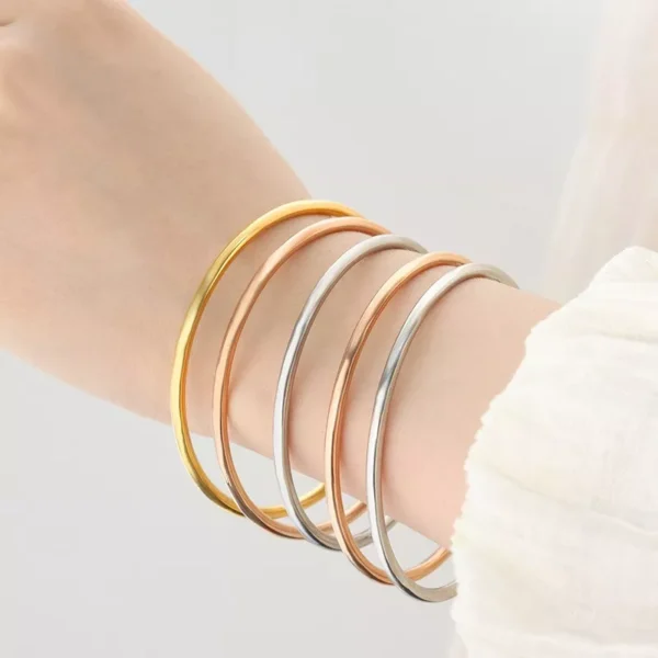 3-Piece Waterproof Gold-Plated Stainless Steel Bangles for Women - Image 4