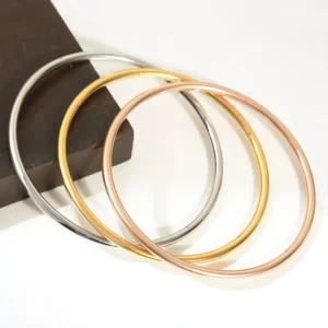 3-Piece Waterproof Gold-Plated Stainless Steel Bangles for Women