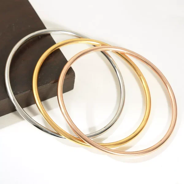 3-Piece Waterproof Gold-Plated Stainless Steel Bangles for Women