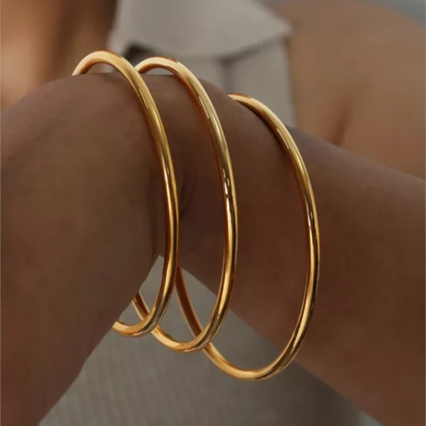 3-Piece Waterproof Gold-Plated Stainless Steel Bangles for Women - Image 5
