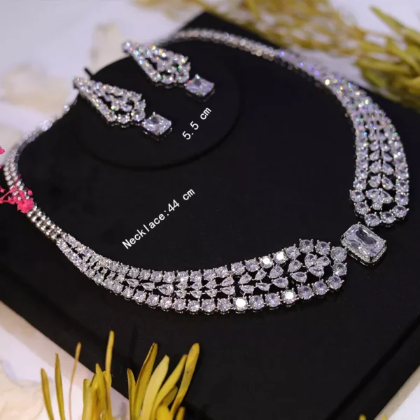 Chic CZ Crystal Bridal Necklace and Earrings Set - Image 7