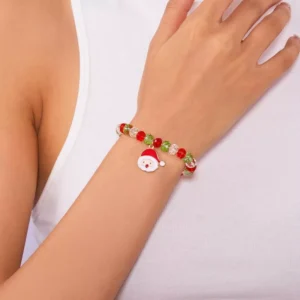 Cute Christmas Charm Bracelet with Santa Claus & Snowflake Pendants