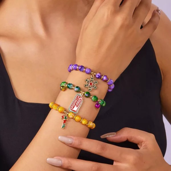 3-Piece Christmas Charm Bracelet Set