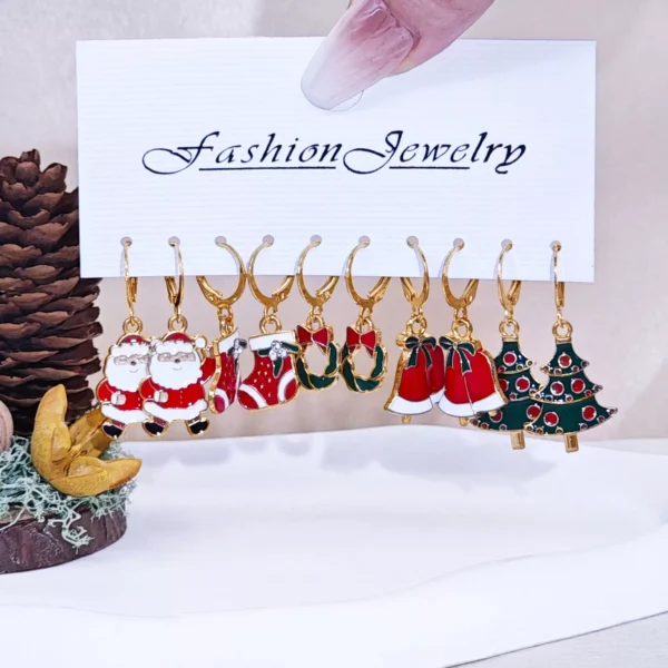 Cartoon Christmas Earrings Set - Image 5