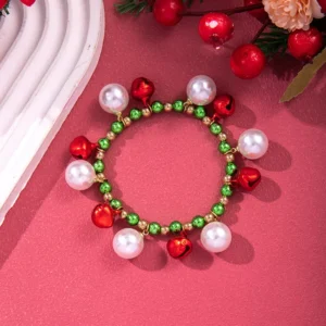 Christmas Charm Bracelet with Multicolor Beads and Festive Decorations