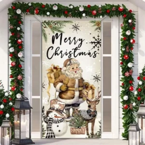 Festive Santa Claus Christmas Door Banner - Holiday Hanging Decoration