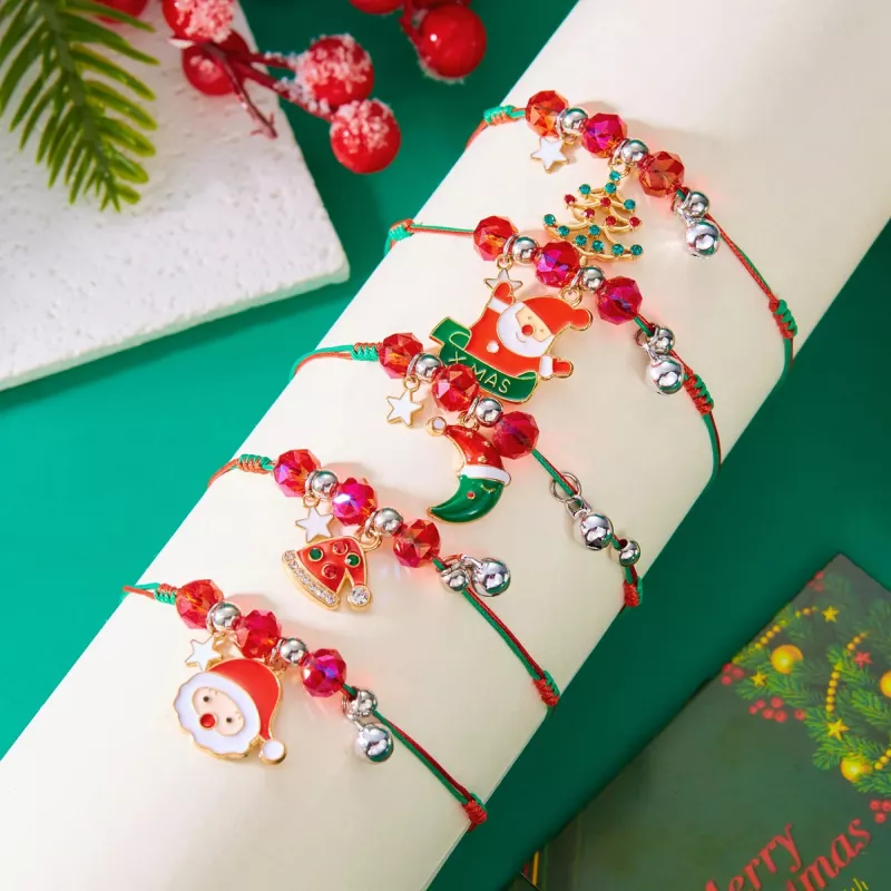 Merry Christmas Adjustable Braided Bracelet with Charms